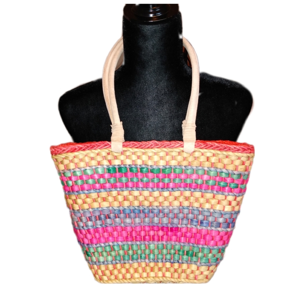 🔴 LAST CHANCE Multicolor Top Handle Woven Tote